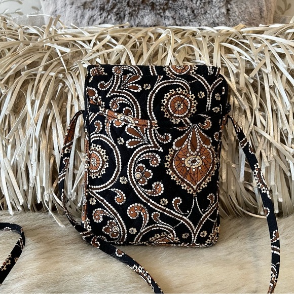 VERA BRADLEY Caffé Latte 2008 Velcro Mini Hipster Crossbody Black Brown Y2K - Picture 8 of 15